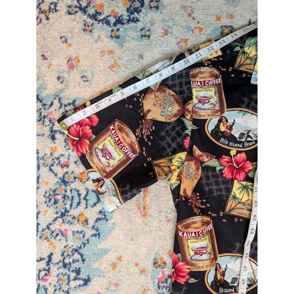 Vintage Winnie Fashion Cotton Coffee & Floral Print Hawaiian Shirt - L - Picture 8 of 9